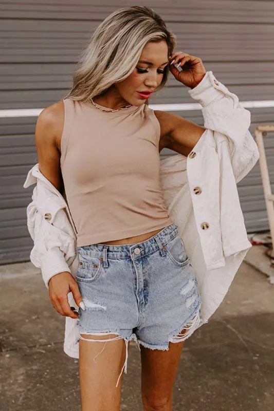 Starting Fresh Seamless Crop Top In Latte sold by Impressions