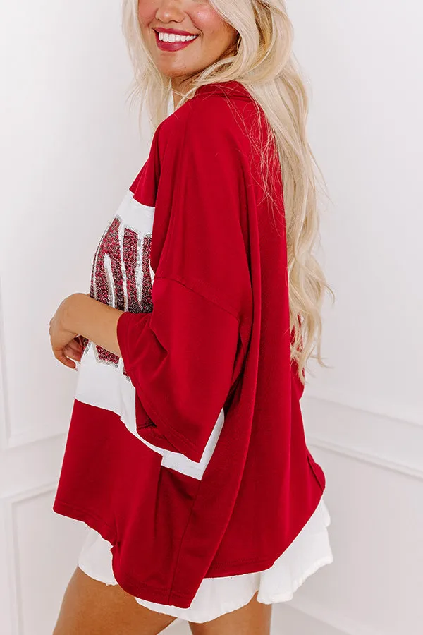 It's a Touch Down Sequin Oversized Tee in Red sold by Impressions product image thumbnail 4