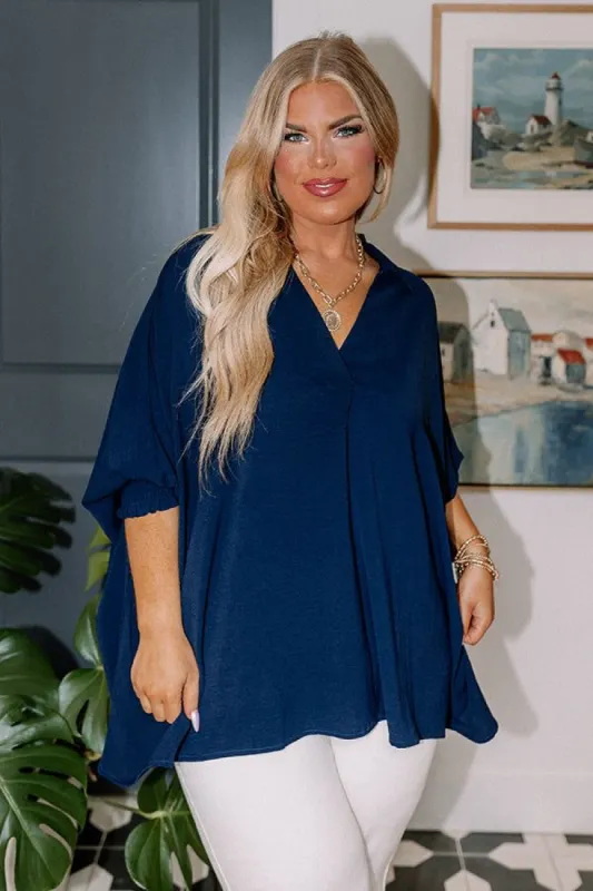 Purely Poetic Shift Top in Navy Curves sold by Impressions