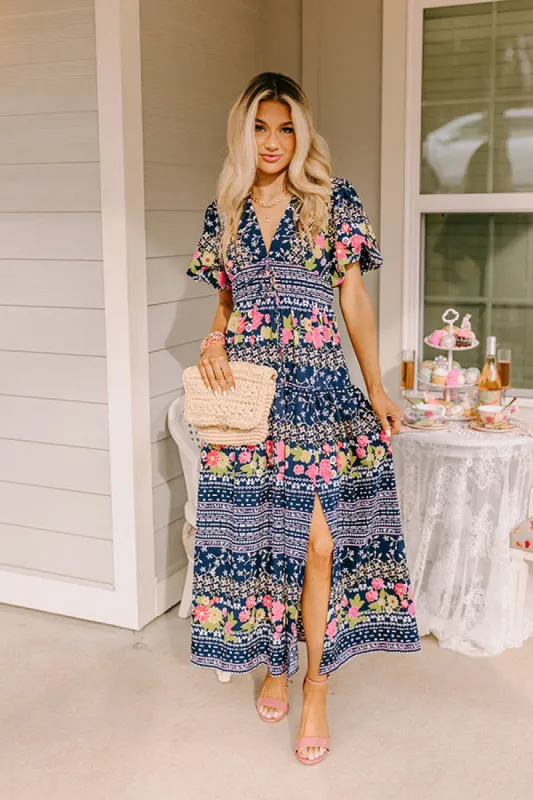 St. Tropez Stroll Floral Midi in Navy sold by Impressions