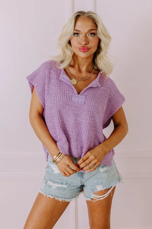 Vacay Ready Knit Top in Lavender sold by Impressions
