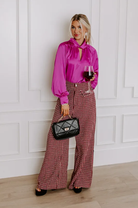 VIP Flight Plans Satin Top in Fuchsia sold by Impressions