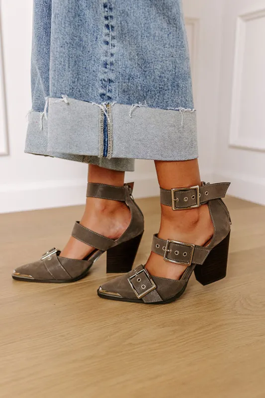 The Charlotte Faux Leather Heel in Dark Grey sold by Impressions