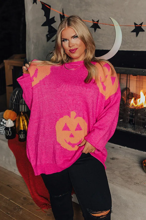 Hey Pumpkin Knit Sweater in Hot Pink Curves sold by Impressions product image thumbnail 2