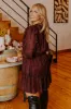 Grace Given Floral Dress In Merlot Curves sold by Impressions