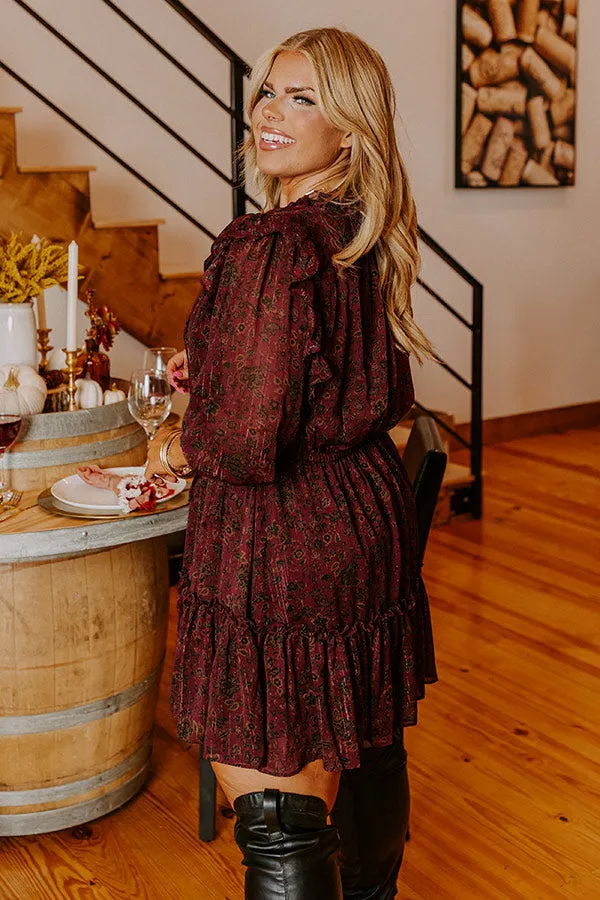 Grace Given Floral Dress In Merlot Curves sold by Impressions product image thumbnail 3