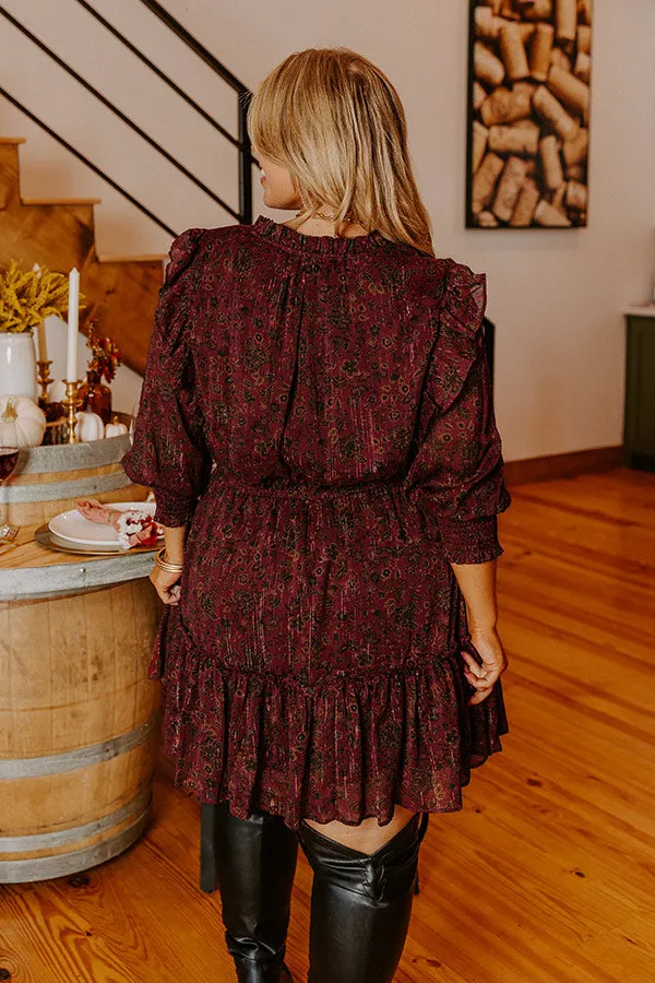 Grace Given Floral Dress In Merlot Curves sold by Impressions product image thumbnail 4