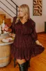 Grace Given Floral Dress In Merlot Curves sold by Impressions