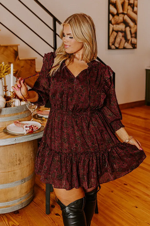 Grace Given Floral Dress In Merlot Curves sold by Impressions product image thumbnail 2