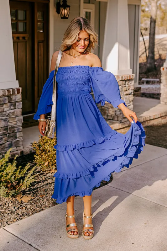 Toes In The Sand Smocked Midi In Royal Blue sold by Impressions