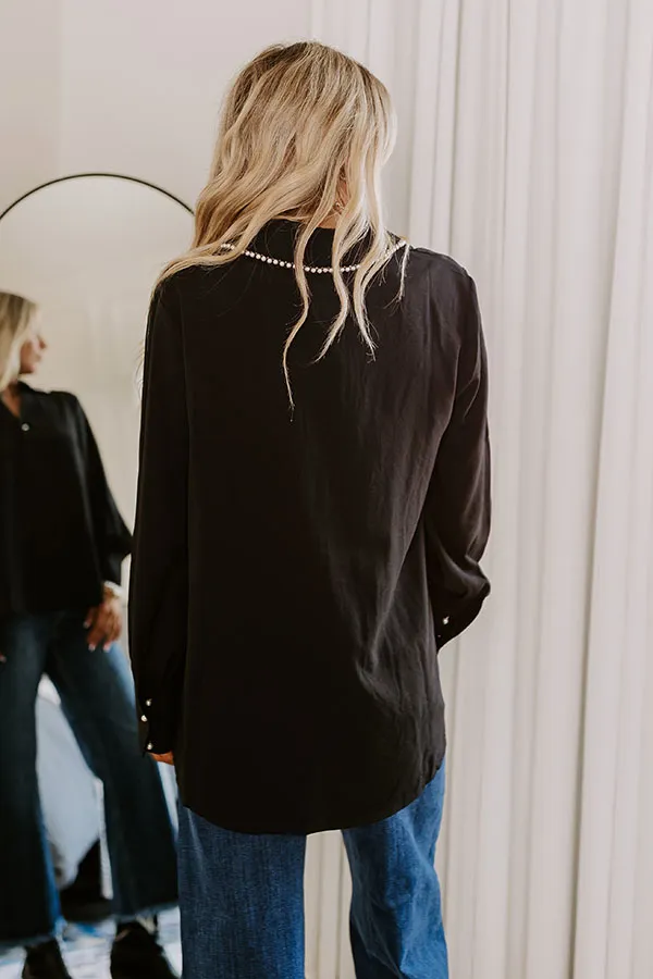 Luxe Lifestyle Pearl Embellished Top in Black sold by Impressions product image thumbnail 4