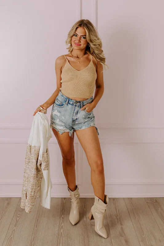 Inspiration On Overdrive Ribbed Crop Tank In Khaki sold by Impressions