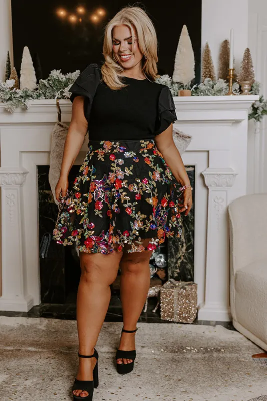 Fan of Floral Sequin Skirt Curves sold by Impressions