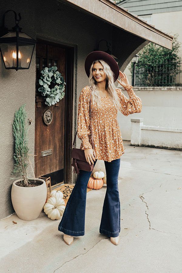 Sweet And Simple Floral Top In Rust sold by Impressions product image thumbnail 2