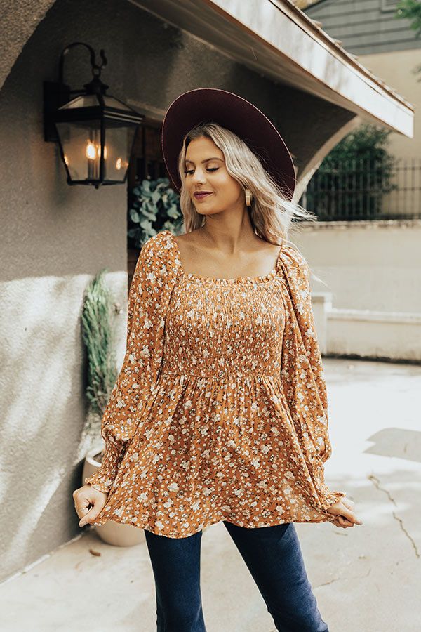 Sweet And Simple Floral Top In Rust sold by Impressions product image thumbnail 3