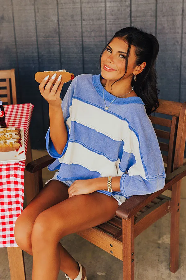 Stripes and Sparklers Vintage Wash Tee in Blue sold by Impressions