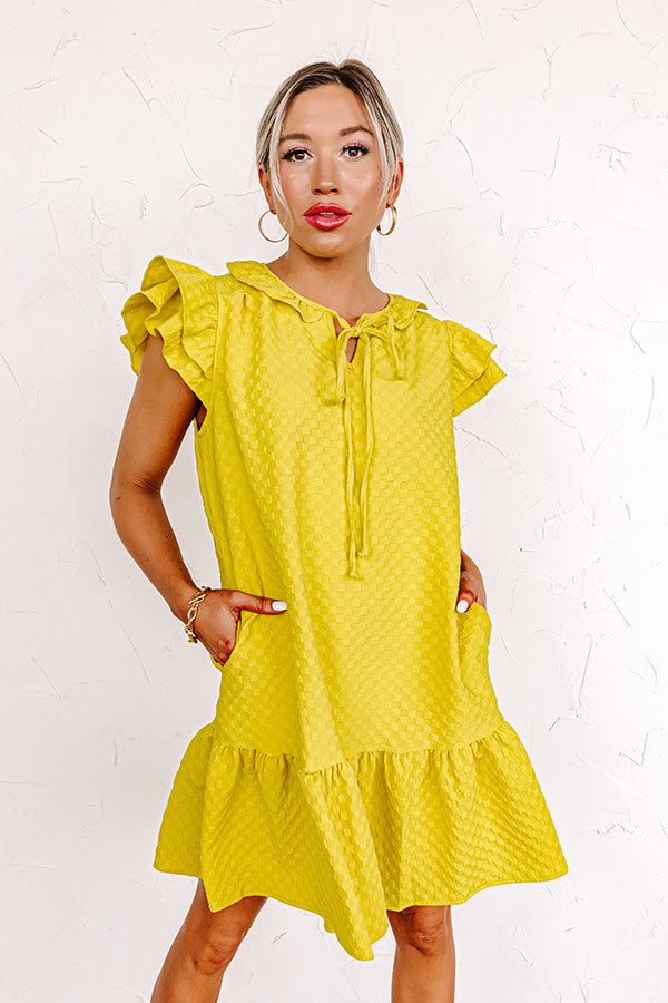 Cutest In The Room Shift Dress In Lime Punch sold by Impressions