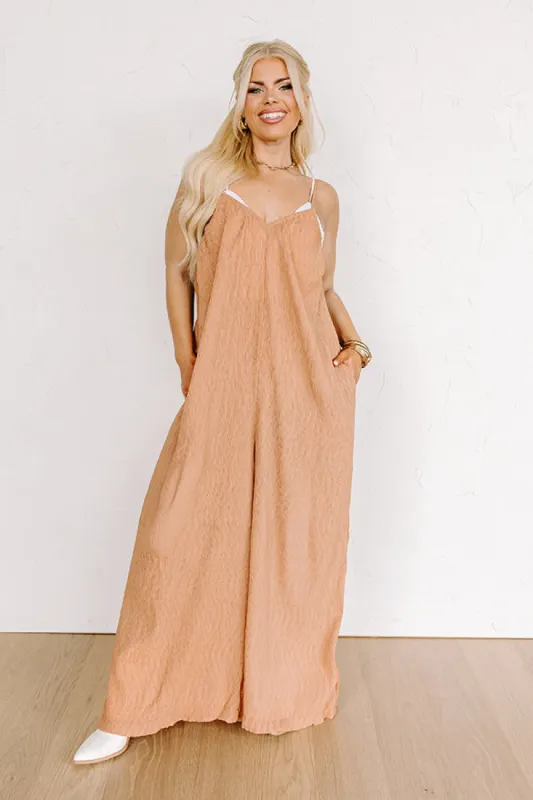 Fiercely Loved Jumpsuit In Camel Curves sold by Impressions