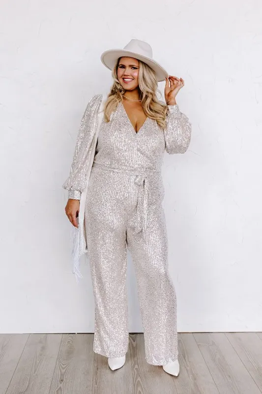 Heart Filled With Love Sequin Jumpsuit In Champagne Curves sold by Impressions