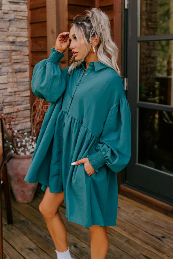 Cafe Patio Button Down Mini Dress in Hunter Green sold by Impressions product image thumbnail 3