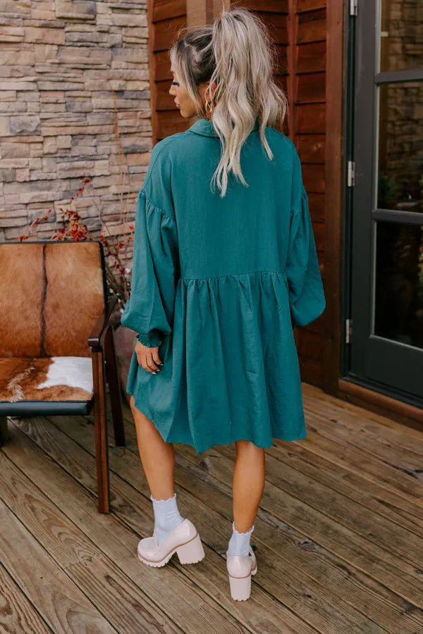 Cafe Patio Button Down Mini Dress in Hunter Green sold by Impressions product image thumbnail 4