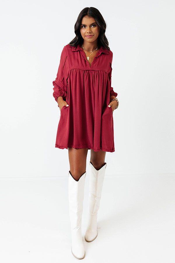Style Code Babydoll Dress in Wine sold by Impressions