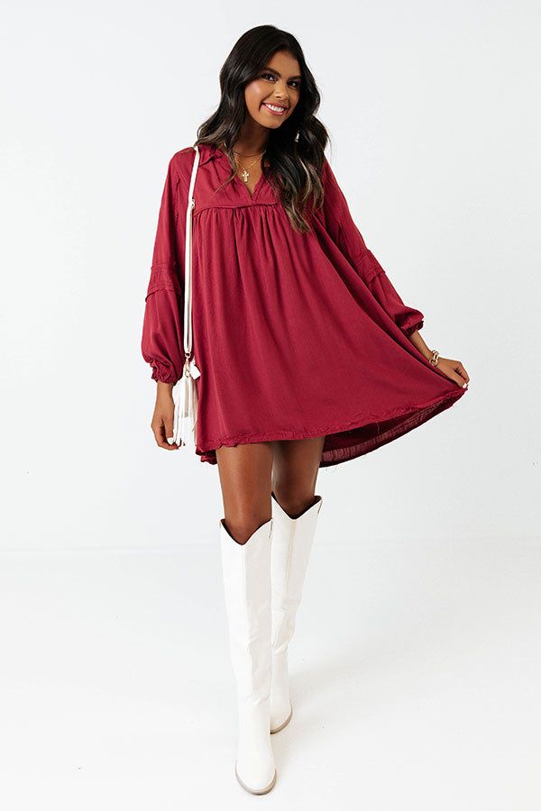 Style Code Babydoll Dress in Wine sold by Impressions product image thumbnail 4