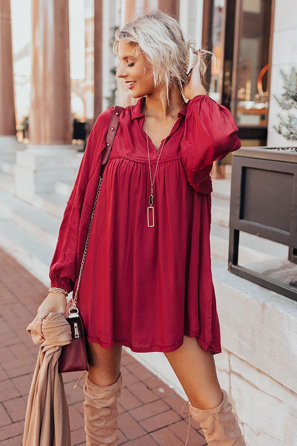 Style Code Babydoll Dress in Wine sold by Impressions product image thumbnail 5