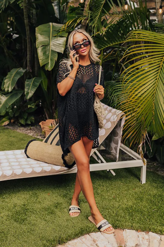 Coral Cove Cabana Crochet Cover Up in Black sold by Impressions