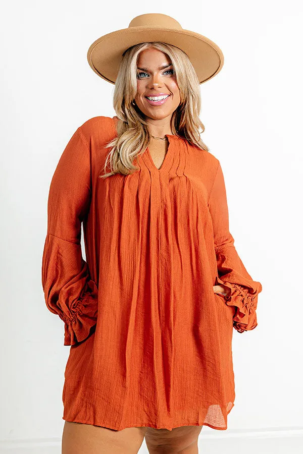 Patio In Paris Shift Dress In Rust Curves sold by Impressions product image thumbnail 2