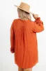 Patio In Paris Shift Dress In Rust Curves sold by Impressions