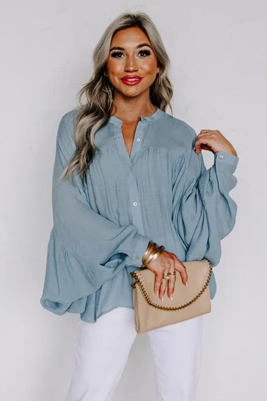 Weekend Trip Travels Shift Top in Airy Blue sold by Impressions