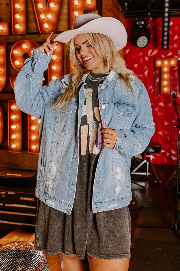 Risen South Town Distressed Denim Jacket in Light Wash Curves sold by Impressions