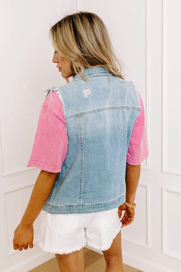 Risen Violet Distressed Denim Vest sold by Impressions product image thumbnail 4