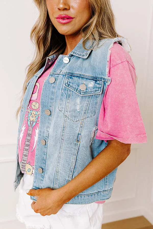 Risen Violet Distressed Denim Vest sold by Impressions product image thumbnail 5