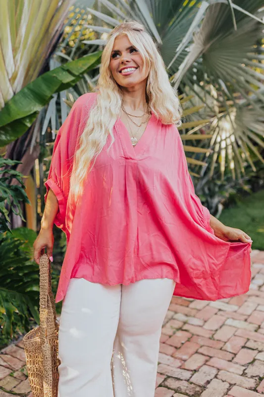 Sun-Kissed Sands Shift Top In Coral Curves sold by Impressions