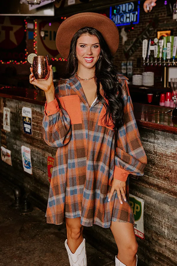 Bring The Cocoa Flannel Dress In Rust sold by Impressions product image thumbnail 5