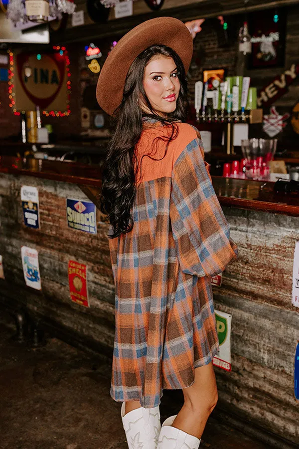 Bring The Cocoa Flannel Dress In Rust sold by Impressions product image thumbnail 3