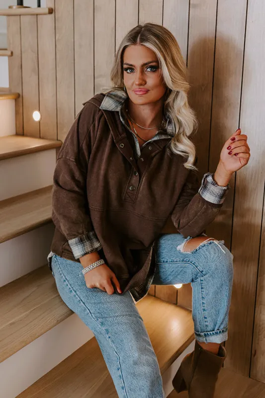 Fireside Comfort Mineral Wash Hoodie In Mocha sold by Impressions