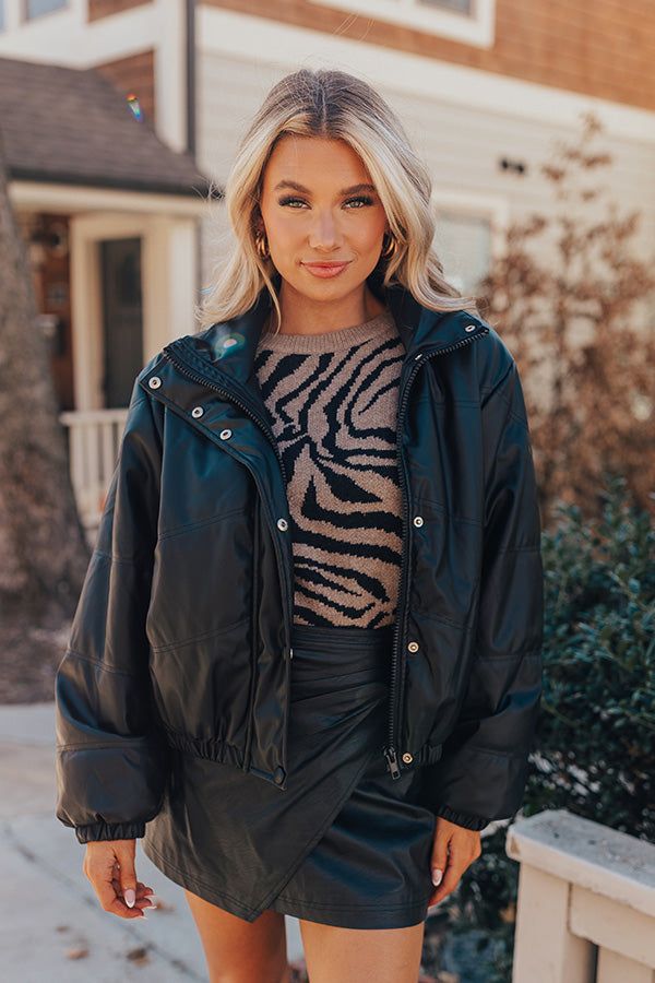 Feeling Spontaneous Faux Leather Jacket In Black sold by Impressions