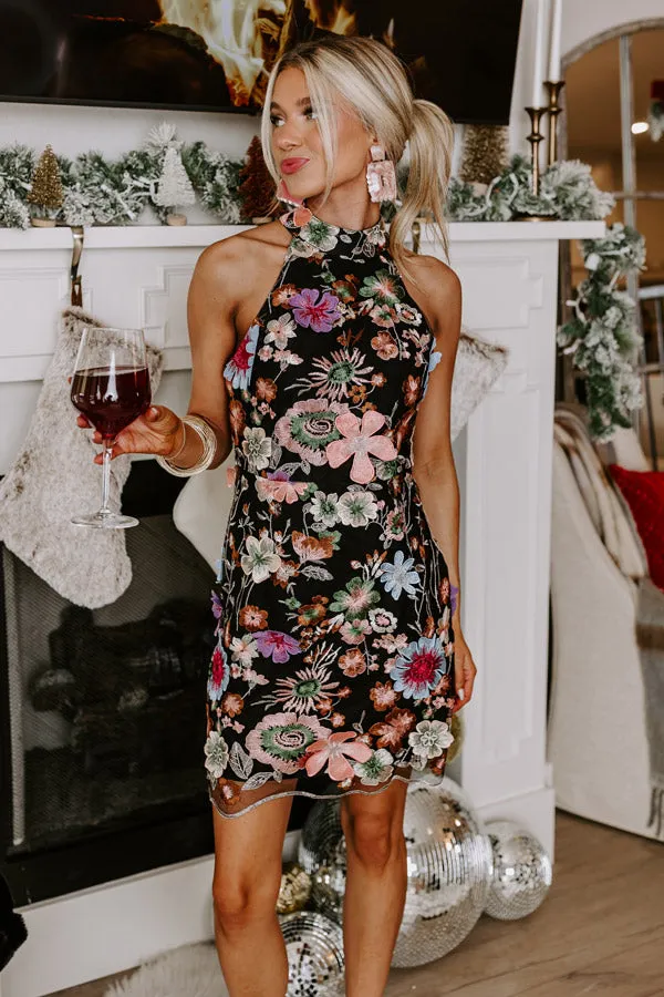 Exclusive Party Embroidered Mini Dress in Black sold by Impressions