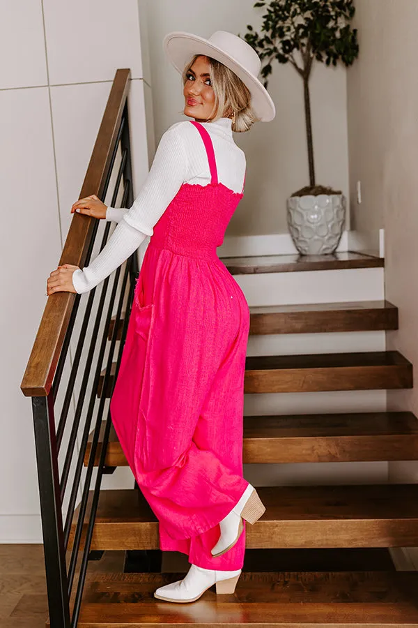 Gather The Courage Smocked Jumpsuit In Hot Pink sold by Impressions product image thumbnail 5