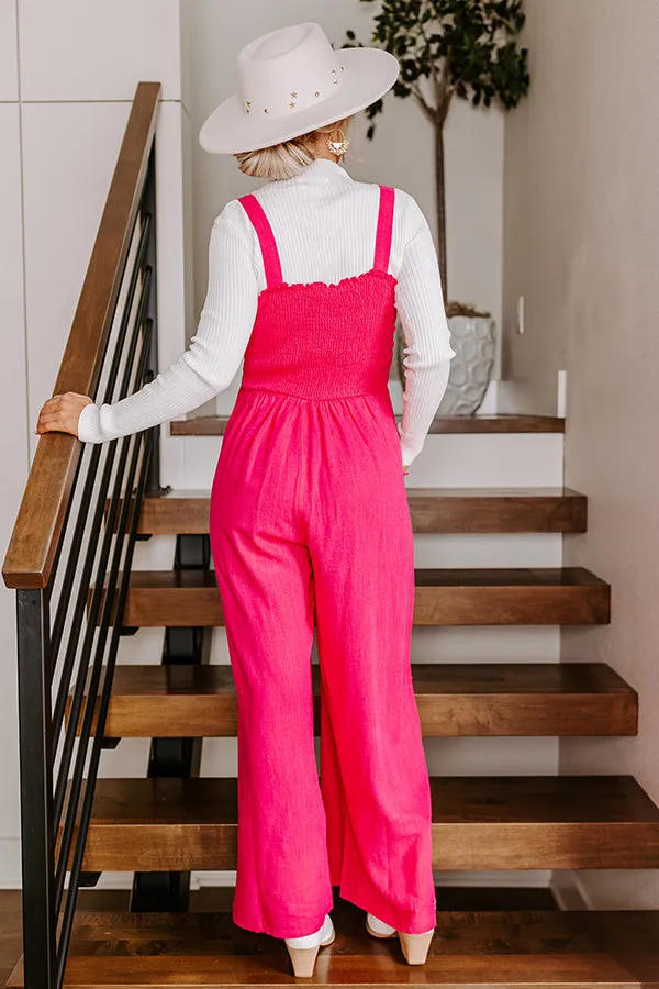 Gather The Courage Smocked Jumpsuit In Hot Pink sold by Impressions product image thumbnail 3