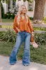 New To Town Shift Top In Camel Curves sold by Impressions