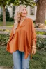 New To Town Shift Top In Camel Curves sold by Impressions
