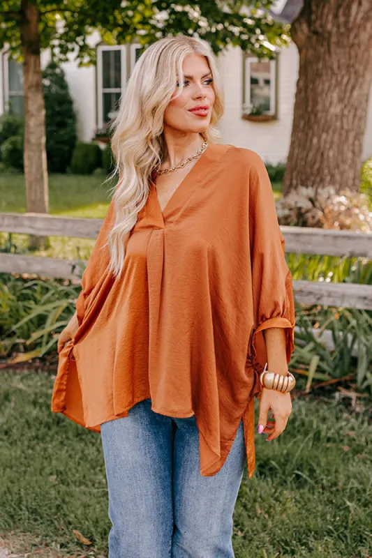 New To Town Shift Top In Camel Curves sold by Impressions