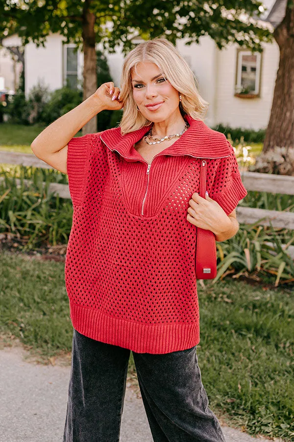 Cozy Lifestyle Knit Top in Red Curves sold by Impressions