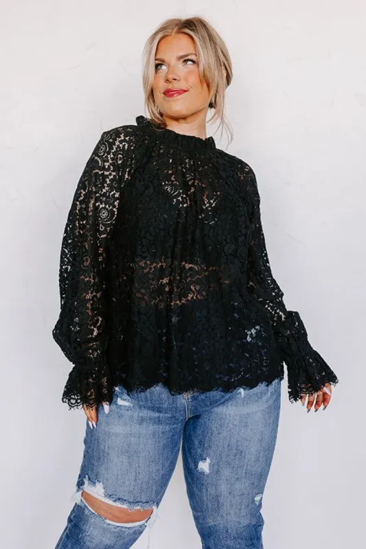 Lovestruck Babe Lace Top in Black Curves sold by Impressions