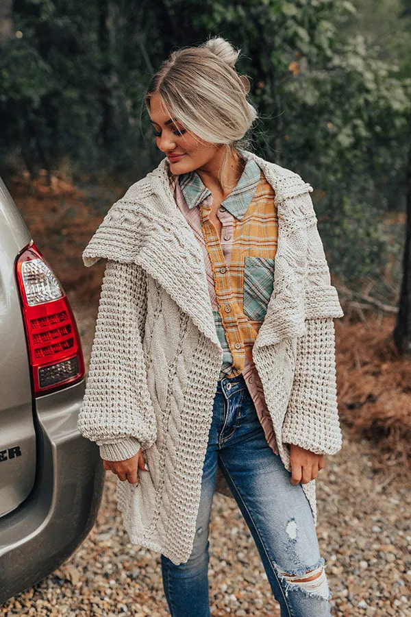 Mountain View Cable Knit Cardigan In Ivory sold by Impressions