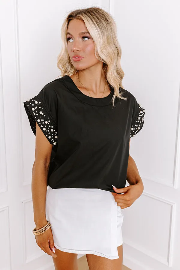 Spotlight Delight Pearl Embellished Top in Black sold by Impressions product image thumbnail 5